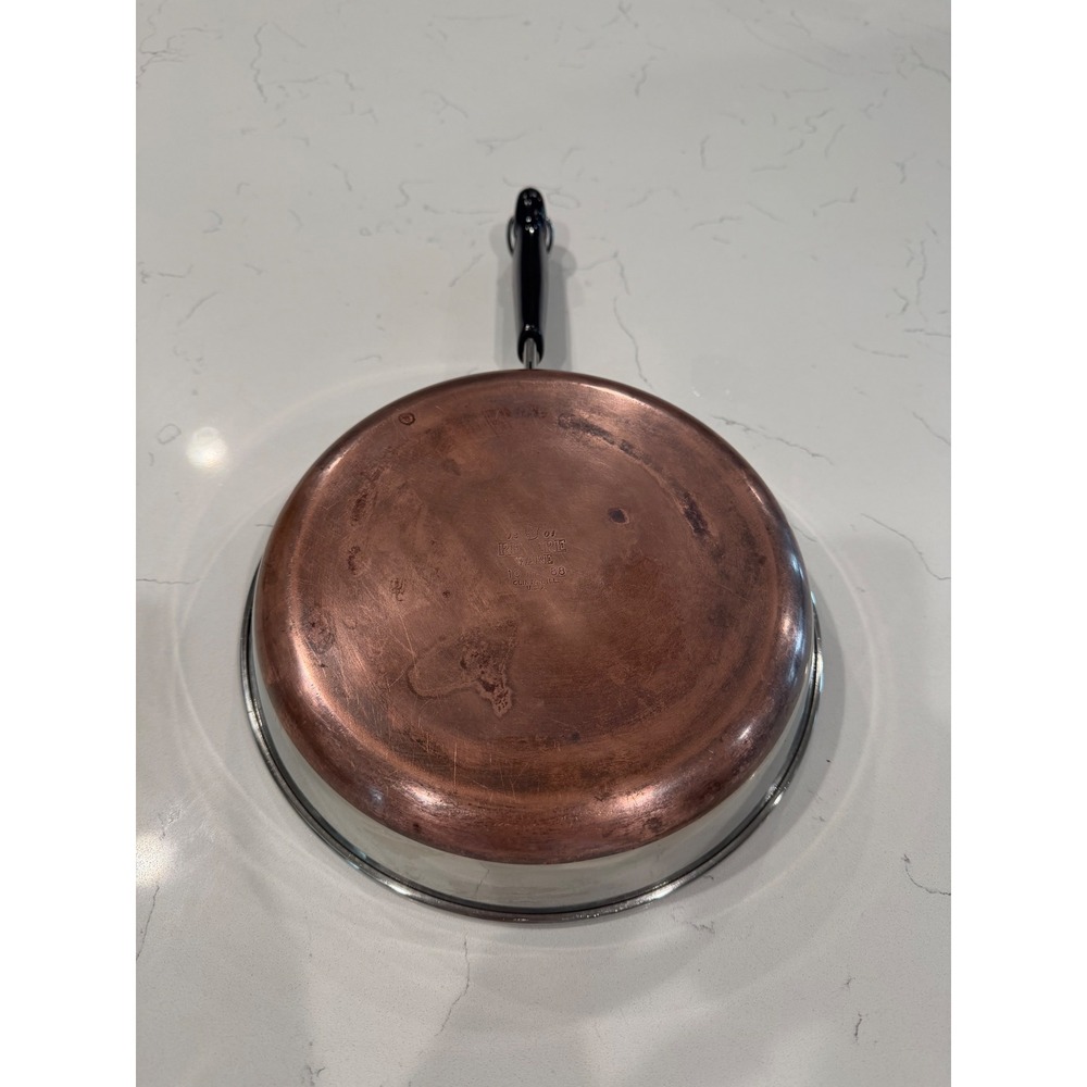 Vintage Revere Ware 10 Inch Copper Clad Bottom Skillet Frying Pan Made in USA